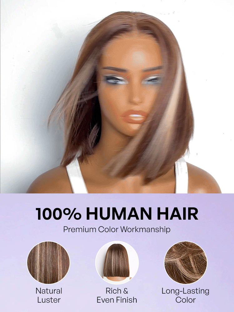 Ash Blonde Highlight Glueless 5x5 HD Closure Lace Bob Wig Pre-Cut Lace Flexi-Fit Drawstring Cap-28