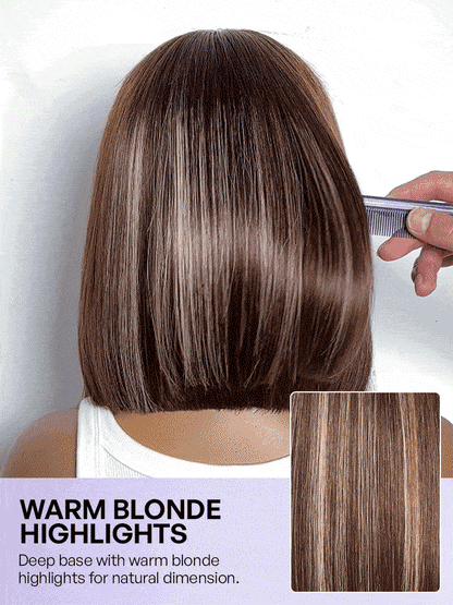 Ash Blonde Highlight Glueless 5x5 HD Closure Lace Bob Wig Pre-Cut Lace Flexi-Fit Drawstring Cap-21