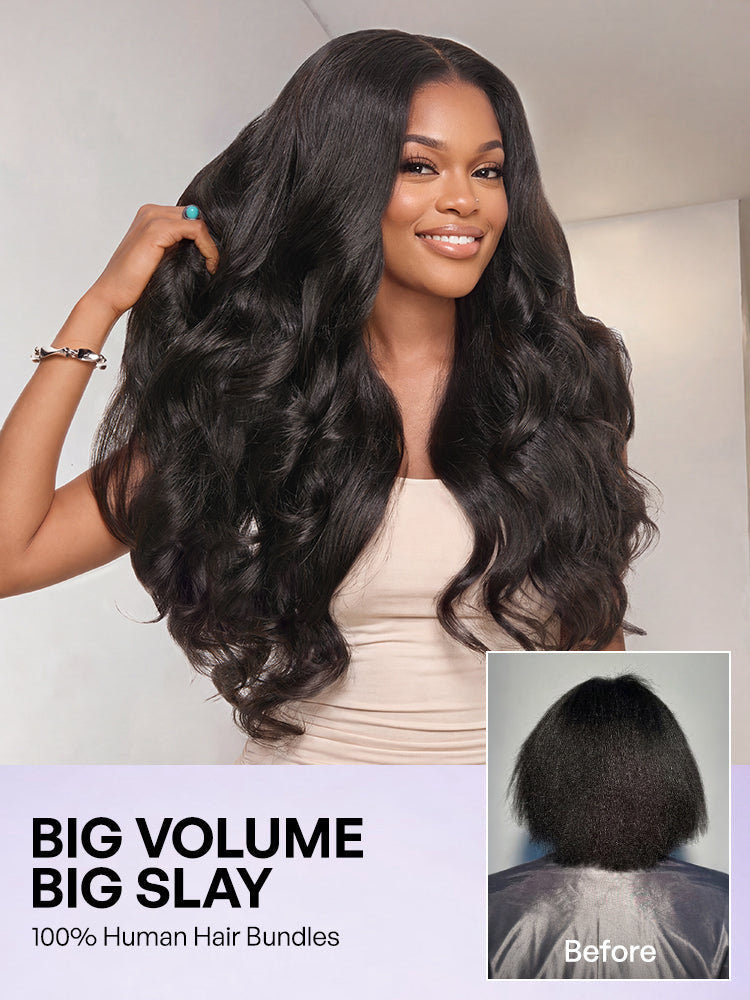 Luvme 3pcs Body Wave / Water Wave / Deep Wave / Yaki Straight / Silky Straight 100% Virgin Human Hair Bundles-41