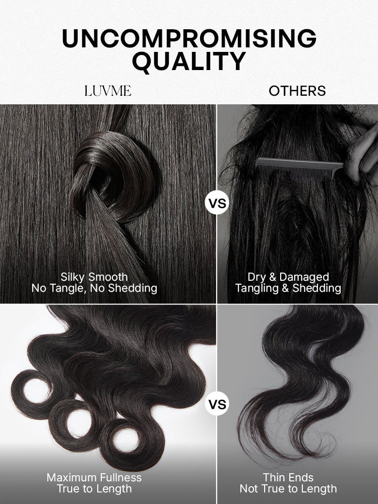 Luvme 3pcs Body Wave / Water Wave / Deep Wave / Yaki Straight / Silky Straight 100% Virgin Human Hair Bundles-44