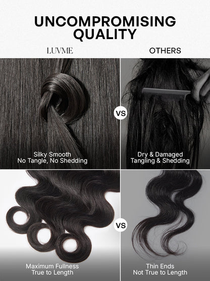 Luvme 3pcs Body Wave / Water Wave / Deep Wave / Yaki Straight / Silky Straight 100% Virgin Human Hair Bundles-44