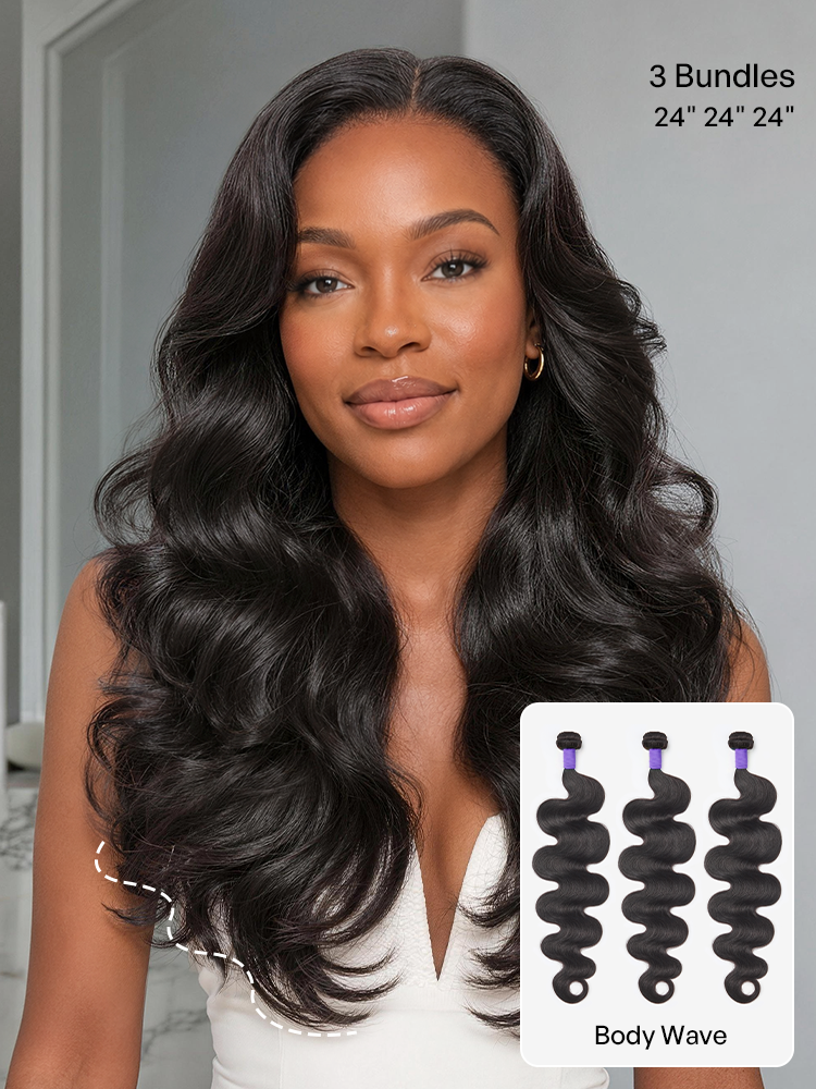 Luvme 3pcs Body Wave / Water Wave / Deep Wave / Yaki Straight / Silky Straight 100% Virgin Human Hair Bundles-48