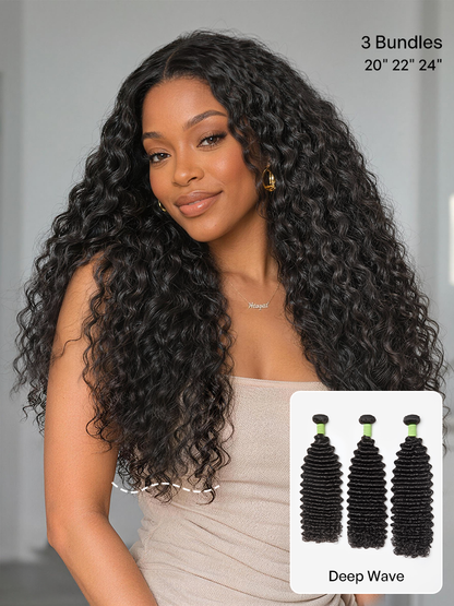 Luvme 3pcs Body Wave / Water Wave / Deep Wave / Yaki Straight / Silky Straight 100% Virgin Human Hair Bundles-52