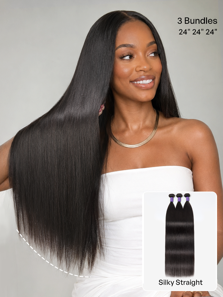 Luvme 3pcs Body Wave / Water Wave / Deep Wave / Yaki Straight / Silky Straight 100% Virgin Human Hair Bundles-49