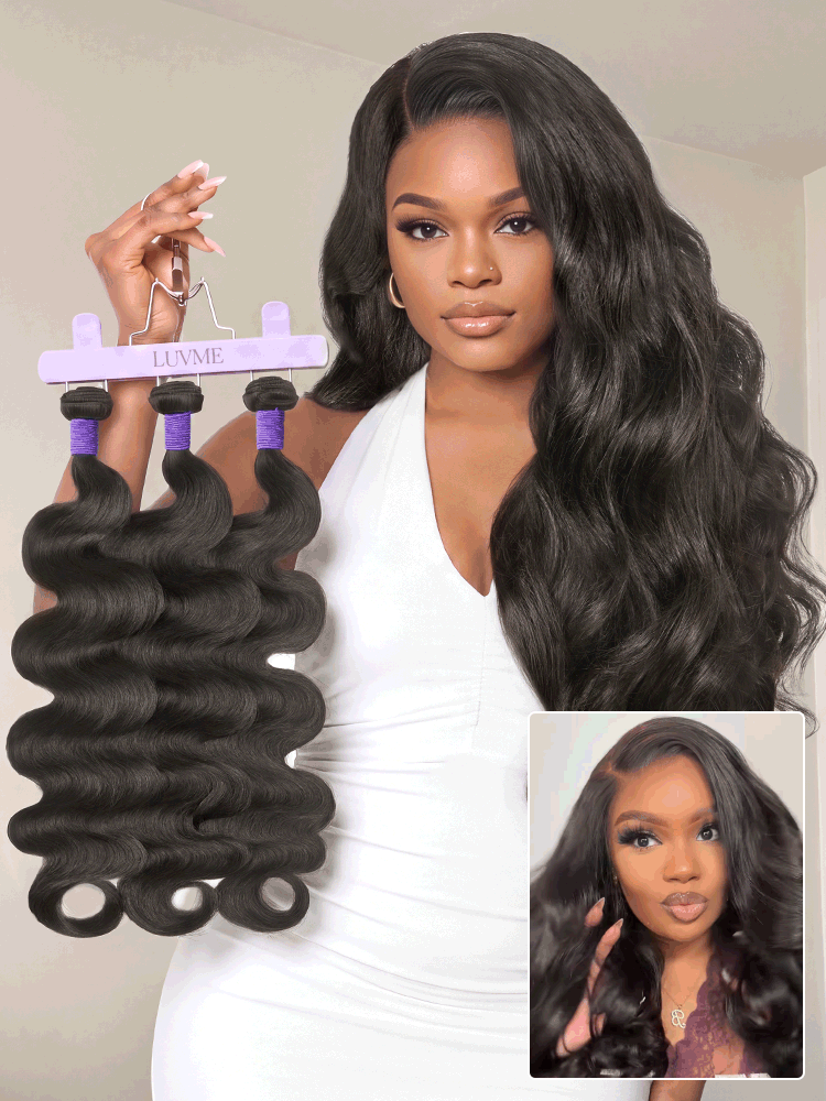 Luvme 3pcs Body Wave / Water Wave / Deep Wave / Yaki Straight / Silky Straight 100% Virgin Human Hair Bundles-40