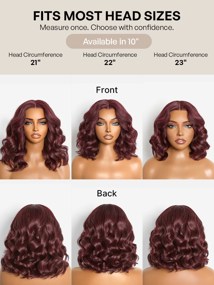 Dark Plum 99J Color Wig Loose Wave Minimalist HD Lace Glueless Mid Part Short Wig Pre-cut Lace-20