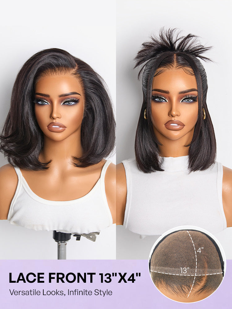 NatureMAX™ Silky Blunt Cut Bob Glueless Ear-to-ear 13x4 HD Lace Front Wig Pre-Cut Lace Flexi-Fit Drawstring Cap-25