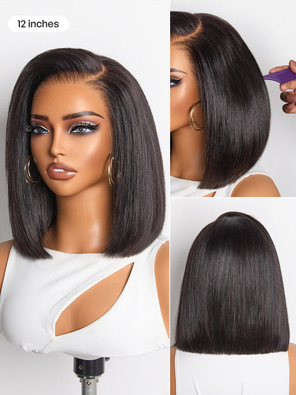 NatureMAX™ Silky Blunt Cut Bob Glueless Ear-to-ear 13x4 HD Lace Front Wig Pre-Cut Lace Flexi-Fit Drawstring Cap-29