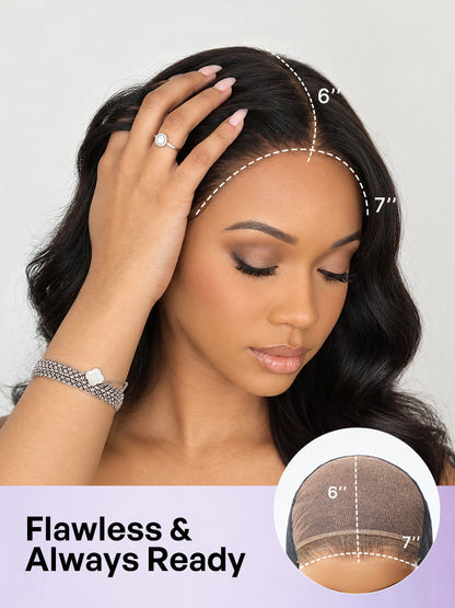 Luvme All-Day Comfort™ Wig 180% Density Loose Body Wave Glueless 7x6 Closure HD Lace Human Hair Wig with Bangs Pre-Cut Lace-127