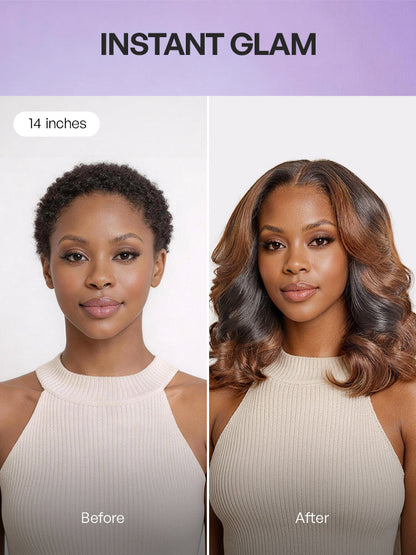 Luvme All-Day Curl Hold™ Premier Grade Hair Ombre Brown Body Wave CuticleAlign™ PartingMax Glueless 7x6 HD Lace Wig Pre-Cut Lace-32