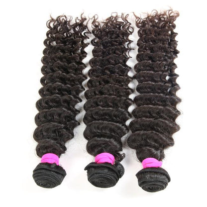Luvme deep wave 100% virgin human hair bundle, showcasing soft, full deep wave texture and natural shine.