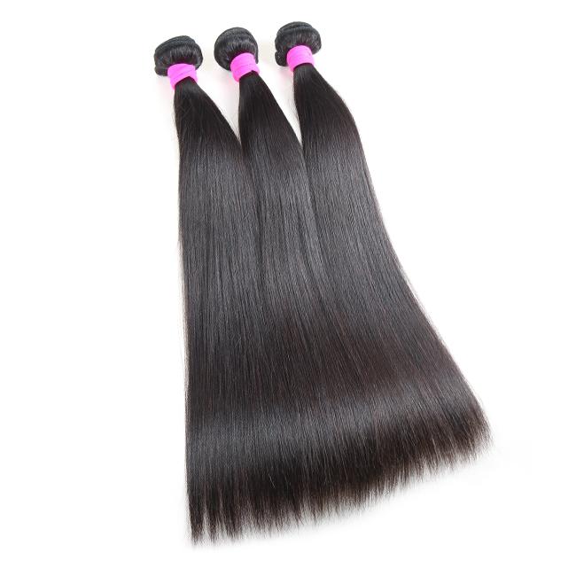 Luvme 100% virgin human hair bundle in straight or body wave style, shows shiny, thick hair strands on a white background.