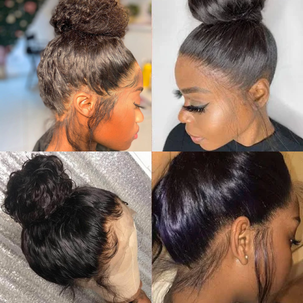 Luvme 360 lace wig with 180% density in long body wave, straight, and water wave styles, showing the pre-plucked hairline and lace detail.