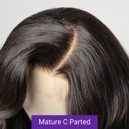Luvme natural black wavy minimalist lace wig with C-part, short length, glueless design, 100% human hair, HD lace, for US customers