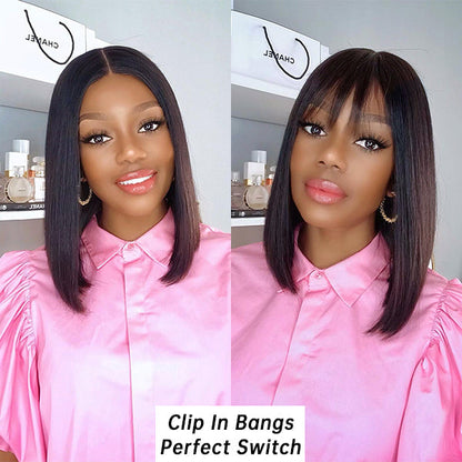 Luvme 100% real human hair clip-in bangs extension showcasing natural-looking fringe and seamless attachment system.